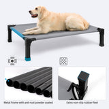Cooling Elevated Dog Bed with Mesh and Metal Frame, Portable Dog Cot for Outdoor and Indoor Use