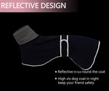 Greyhounds Lurchers Whippets Dog Coats with Reflective Stripe Dog Winter Coat Jacket Fleece Adjustable Band - Navy - S