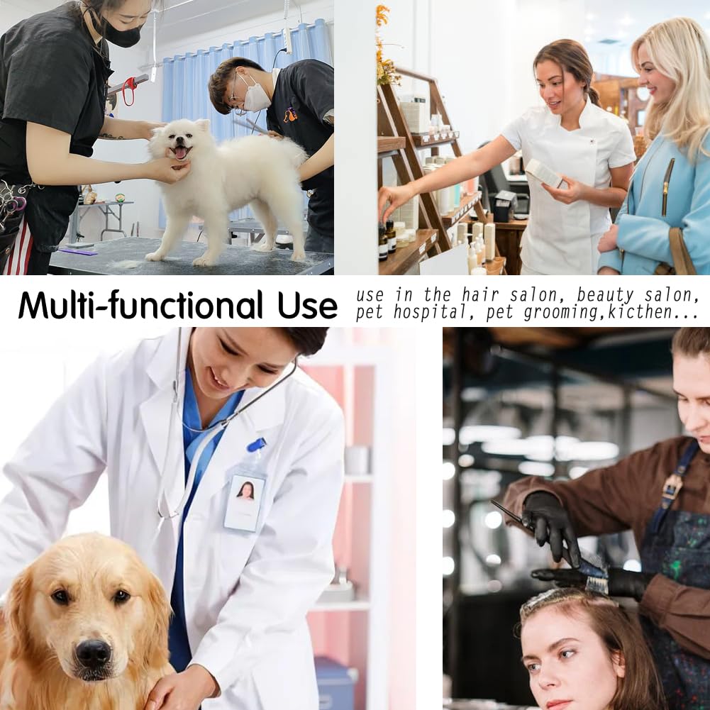 Dog Grooming Smock for Men Women, Anti-Static Smock for Pet Shop Dog Cat Grooming Bathing, Short Sleeves, Water Resistant and Hair Proof, (Solid Black L)