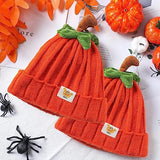 Pumpkin Knitted Beanie Hat Winter Thick Warm Soft Cute Hat Capfor Infant Kids Toddler Boys Girls for Halloween Christmas Orange