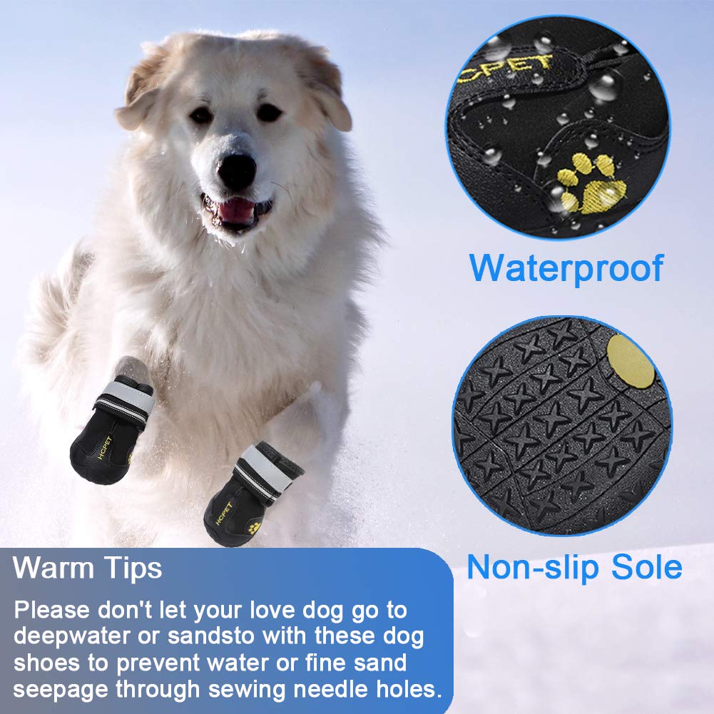 Teamoo Dog Snow Boots for Winter Durable Waterproof Anti-Slip Dog Booties for Winter Dog Shoes for Medium Large Size Dogs with Adjustable Reflective Straps Dog Boots & Paw Protectors Black Size 8