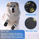 Teamoo Dog Snow Boots for Winter Durable Waterproof Anti-Slip Dog Booties for Winter Dog Shoes for Medium Large Size Dogs with Adjustable Reflective Straps Dog Boots & Paw Protectors Black Size 8