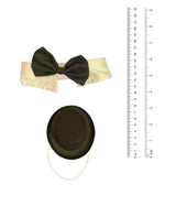 Black Top Hat with Bow Tie for Cats and Small Dogs – Handmade Formal Pet Hat for Weddings, Parties, and Photoshoots – Elegant Cat or Dog Accessory