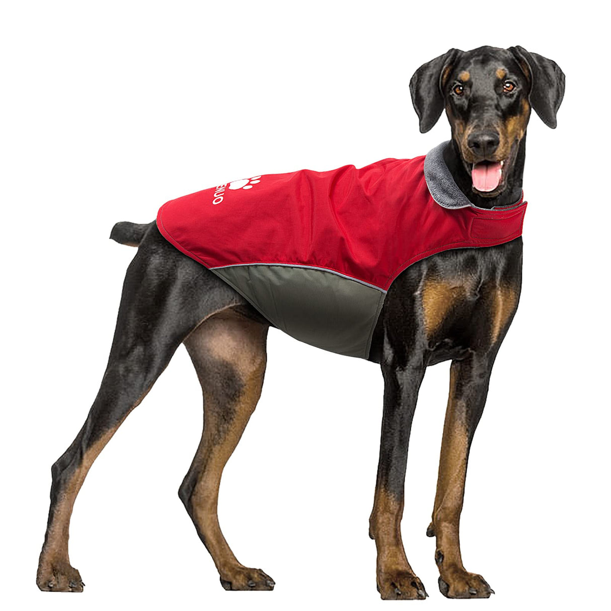IREENUO Dog Raincoat, 100% Waterproof Dog Warm Jacket for Fall Winter, Rainproof Coat with Adjustable & Reflective Stripes for Medium Large Dogs (5XL, Red)