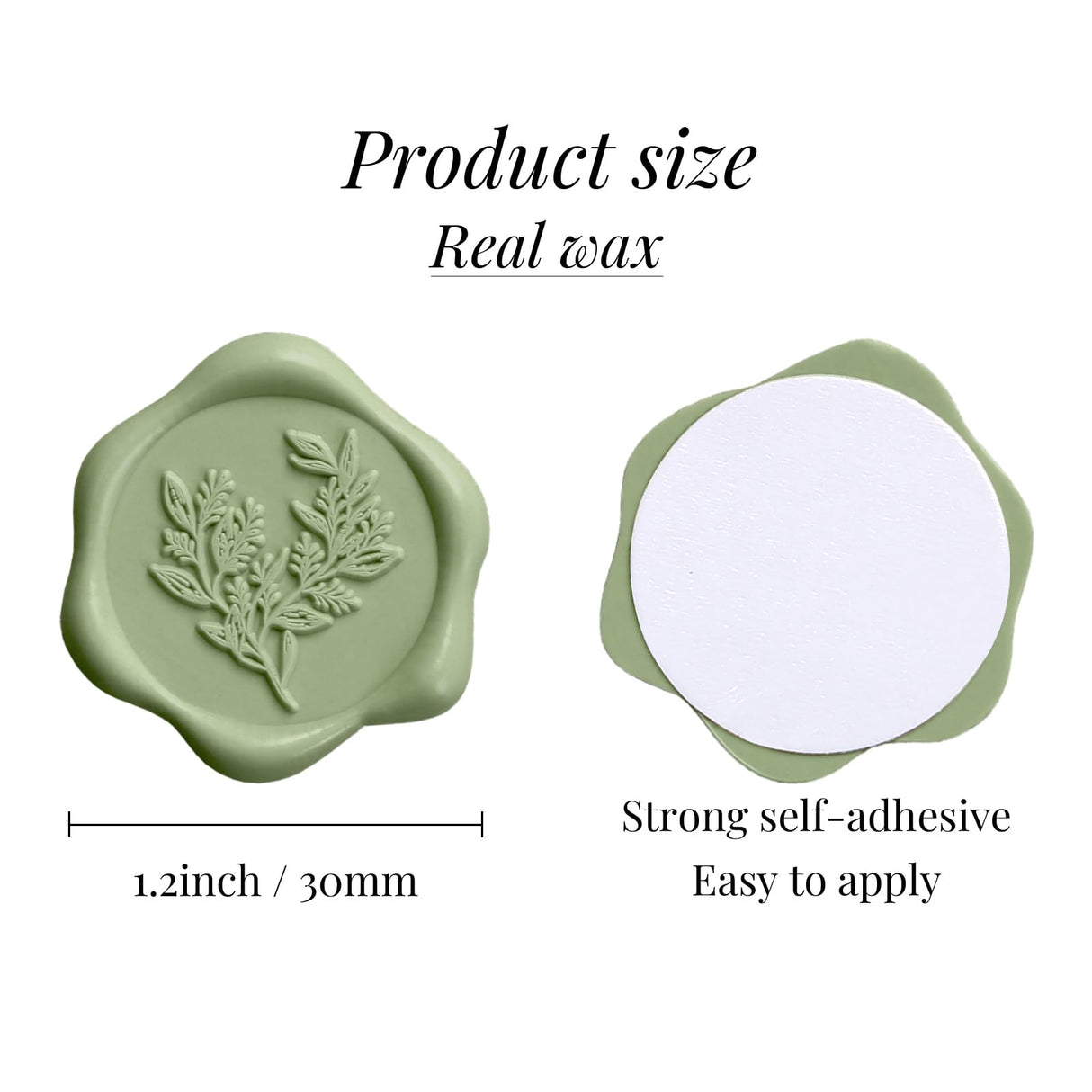 UNIQOOO Wax Seal Stickers - Eucalyptus Wedding Invitation Envelope Seal Stickers, 100 Pcs Self- Adhesive Sage Green Stickers, Perfect for Invitation, Christmas, Gift Wrapping, Party