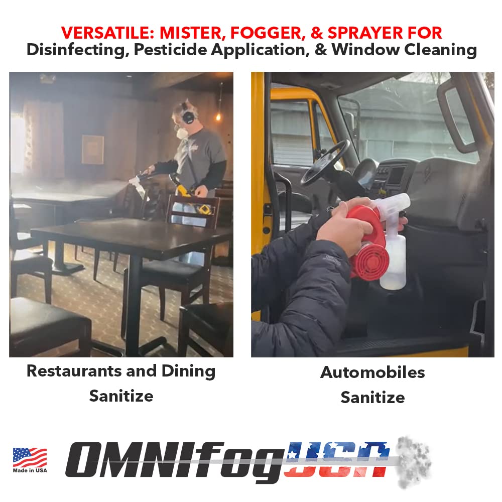 OmniFog ULV Cold Fogger – Adapter for Milwaukee, Makita, Ryobi, Bosch, and Most Major Brand Blowers – Adjustable 10-110 Micron Mister Fog, Fertilize or Clean (16 OZ Adapter & Reservoir)