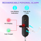 Rechargeable Personal Safety Alarm for Women - 140dB Self-Defense Security Alarm Keychain with Strobe Light, Emergency Security Alert Devices for Women Girls Kids Elderly (Black)