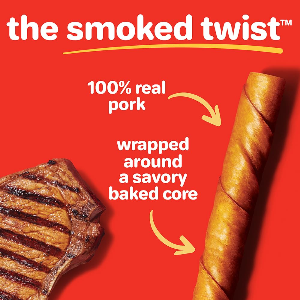 Hartz Oinkies Smoked Twists with Naturally Smoked Pork Rawhide-Free Dog Treats, Highly Digestible Long Lasting Dog Chews, 40 Count
