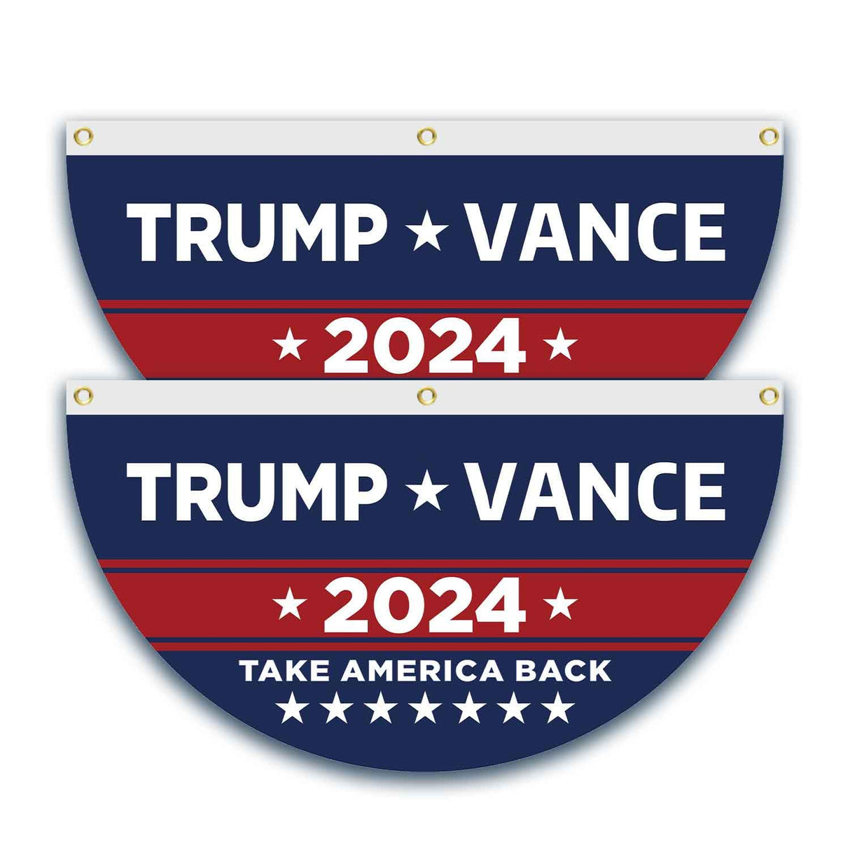 2 Pcs Trump Vance 2024 Half Fan Flags Trump Take America Back Half Fan Bunting Flags Voted for Trump Semi-Circular Flags With Brass Grommets Decoration for Outdoor Fence Decorations