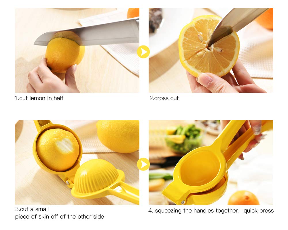 Manual Juicer Citrus Lemon Squeezer, Fruit Juicer Lime Press Metal, Professional Hand Juicer Kitchen Tool(Yellow）