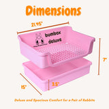 HoppScotch.bun Bumbox Deluxe Rabbit Litter Box, Extra Large 21.45" Training Cage with Toilet Tray for Small Animals, Pink