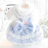 AZA Dog Princess Dresses for Small Dogs Lolita Clothes Lace Costume Bow Pet Girl Cute Coat Outfits Sunmmer Costumes (M,Blue)