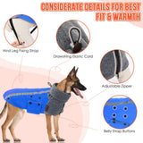 SlowTon Winter Dog Coat, Warm Polar Fleece Lining Doggie Outdoor Jacket with Turtleneck Scarf Reflective Stripe Adjustable Waterproof Windproof Puppy Vest Soft Pet Outfits (M+,Blue)