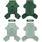 Fleece Dog Pajamas 2 Pack,Turtleneck Thermal Dog Pjs Dog Jumpsuit Pet Outfits Warm Dog Onesie Soft Puppy Clothes for Small Sized Dogs and Cats (Green, XL)