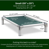Kuranda Chewproof Elevated Dog Bed - Silver Aluminum - 30" x 20" - Heavy Duty Vinyl - Forest