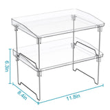 STARLATTA 2 Pcs Cabinet Organizer Shelf, Stackable Kitchen Counter Shelves, Spice Rack,Countertop Organizers, Clear Plastic Storage Shelves Rack for Makeup,Bathroom,Cupboard,Desk,Pantry Organization
