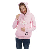 Unisex Big Pouch Hoodie Long Sleeve Pet Dog Holder Carrier Sweatshirt, Pink-thick, XX-Large