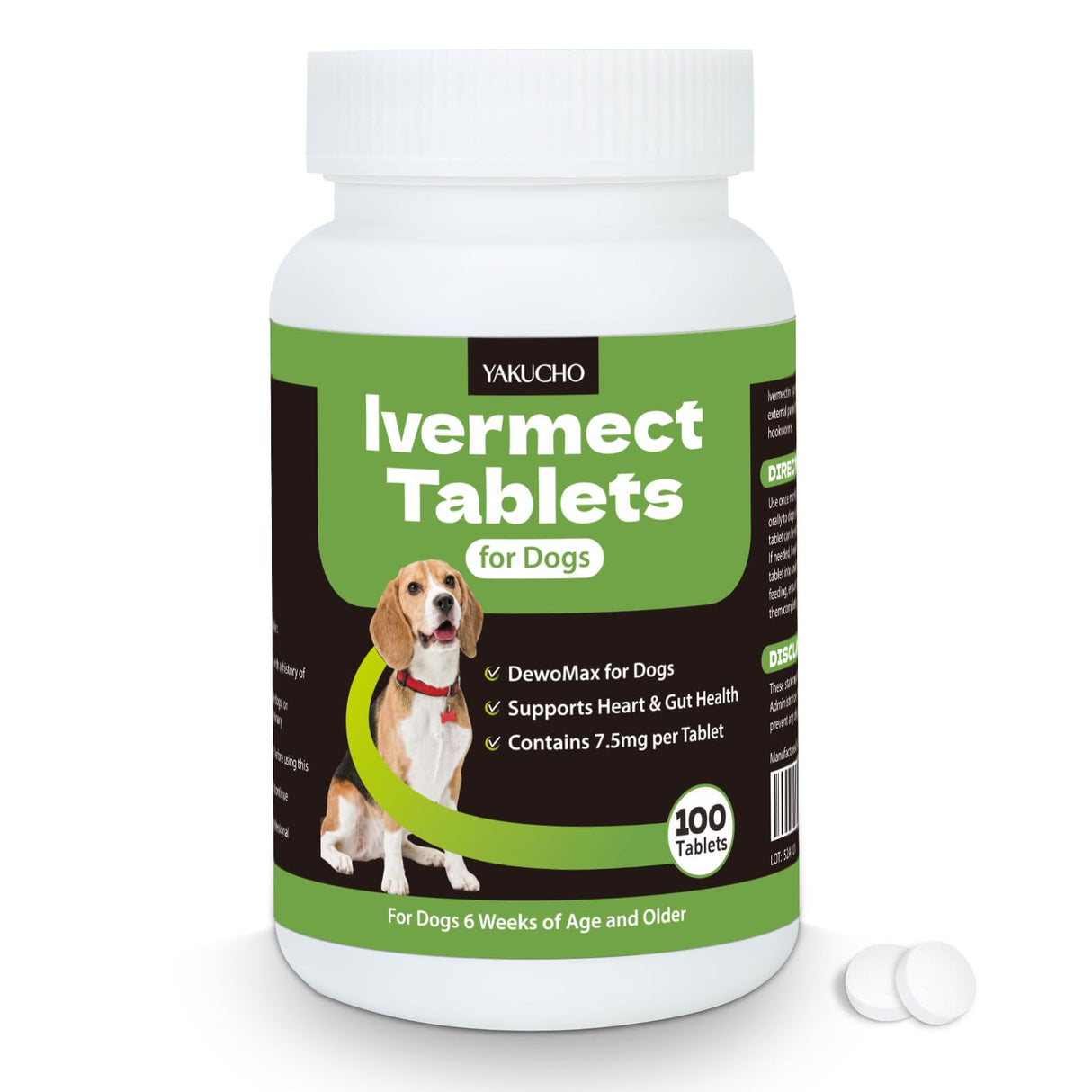 lvermect Tablets for Dogs, 99% Purity for Gut Health Detox, Promotes Immune & Digestive Support - 7.5mg(100 Tablets)