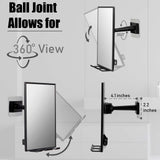 LFOYOU Shower Mirror for Shaving & Washing Your Face with a Squeegee - Built-in Two Razor Holder, 360°Rotation Adjustable Shaving Bathroom Mirror - Easy Install, Home Shower Accessory(Not Fogless)