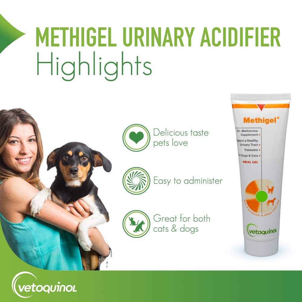 Vetoquinol Methigel Urinary Acidifier to Promote Urinary and Bladder Health for Dogs & Cats