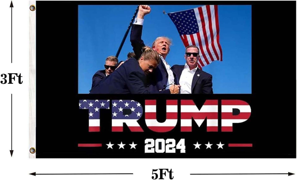 Donald Trump 2024 Flag Trump Survived Shot At Election Rally Flags Trump Fist Pump Fight Tapestry for Indoor Outdoor Bannar 3X5 Ft