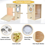 CooShou Bird Nest Box Parakeet Breeding Nest Box Bird Nest House Wooden Acrylic Transparent Breeding Box for Finch Lovebirds Cockatiel Budgie Conure Parrot