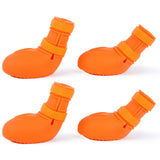 IKIPUKO Waterproof Dog Boots, Rain Shoes for Small Medium Large Dogs, Non-Slip Dog Shoes with Differentiated Front & Rear Design, Paw Protectors for Rain Snow Mud Hot Pavement, Orange 3XL