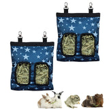 Guinea Pig Hay Feeder, Hanging Rabbit Hay Feeder Bag for Guinea Pigs Bunnies Chinchillas. Stars, 2 Count