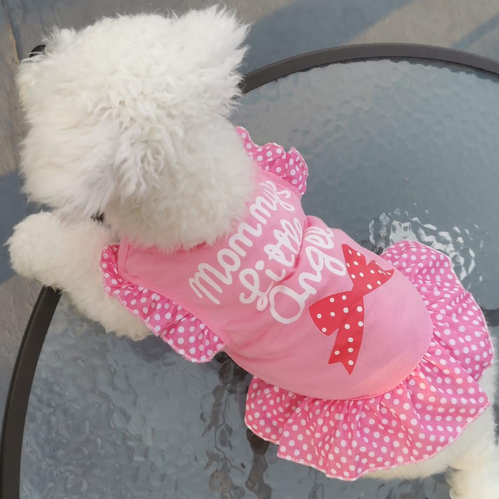 XPUDAC 4 Pack Dog Dress Shirt Puppy Skirt Cute Doggie Dresses Thanksgiving Clothes Dog Apparel for Small Dogs and Cats (Pink Angel, XX-Small(1-2 lbs))