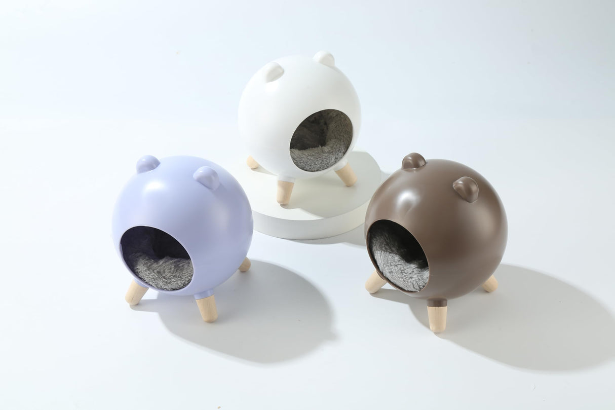 TUTU&LELE Hamster Hideout, Tiny House Hideout and Habitat, Space Elf Hiding Nest, Durable Hamster Bed with Round Thick Plush Pads, for Mice, Gerbils,Hamsters to Play, Sleep and Rest (White)