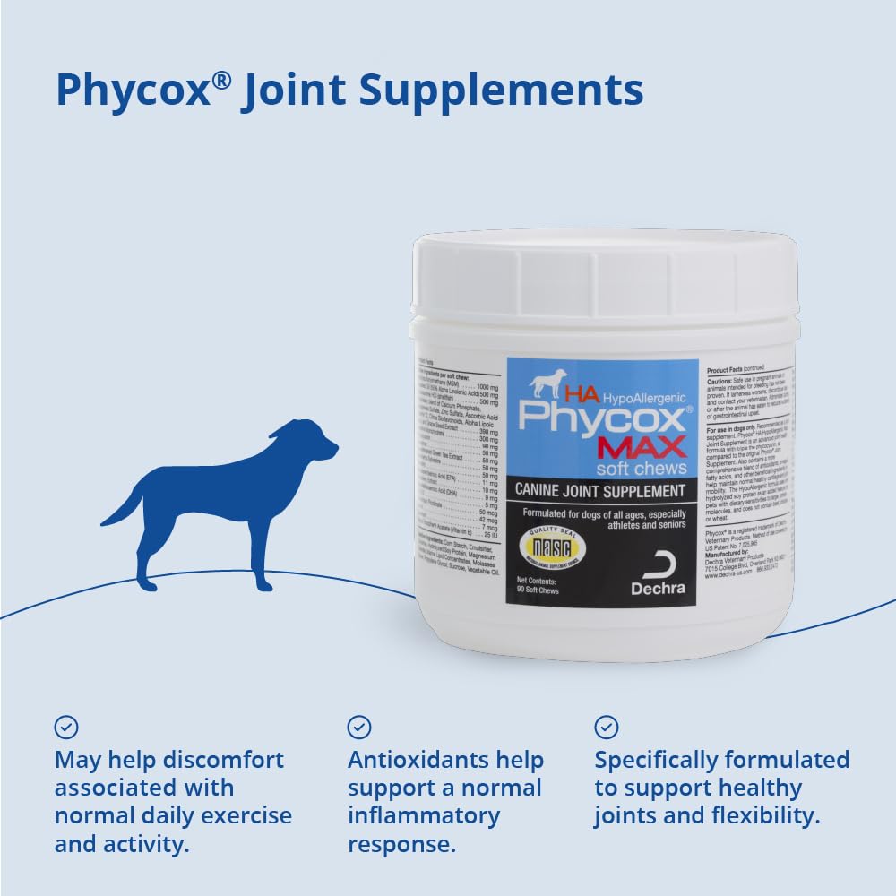 Phycox MAX Hypoallergenic (HA) Dog Joint Supplement Soft Chews, 90 Ct