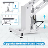 Garvee 43.3 in Hydraulic Pet Grooming Table, Professional Hydraulic Grooming Table w/Max 350 LBS Loading Capacity, 3 Adjsutable Nooses, Adjustable Height Range 22 in -39 in