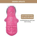 NAMSAN Dog Coats for Small Medium Dogs, Winter Jacket for Puppy Female, Windproof Snowproof Dog Warm Coat with Leash Hole, Pink L