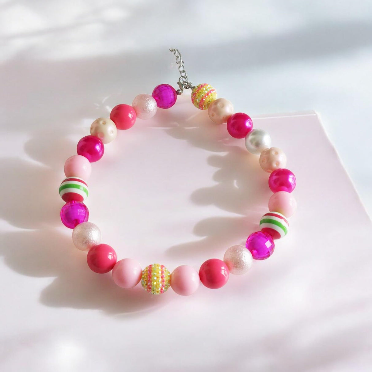 Dog Collar Necklace - Chunky Beads (20mm) with Candy Charm Pet Collar | Adjustable Sparkling Pet Jewelry Accessory for Small/Large Dogs, Daily Wear & Costume Parties