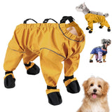 Dog Snowsuit with Attached Boots, Suspender Booties for Small Dogs Anti-Slip, Waterproof Dog Snow Suit with Boots,Anti-Slip Pets Leggings with Adjustable Suspenders (Yellow, X-Small)