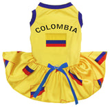 Petitebella Colombia & Flag Puppy Dog Dress (Yellow/Flags,X-Large)
