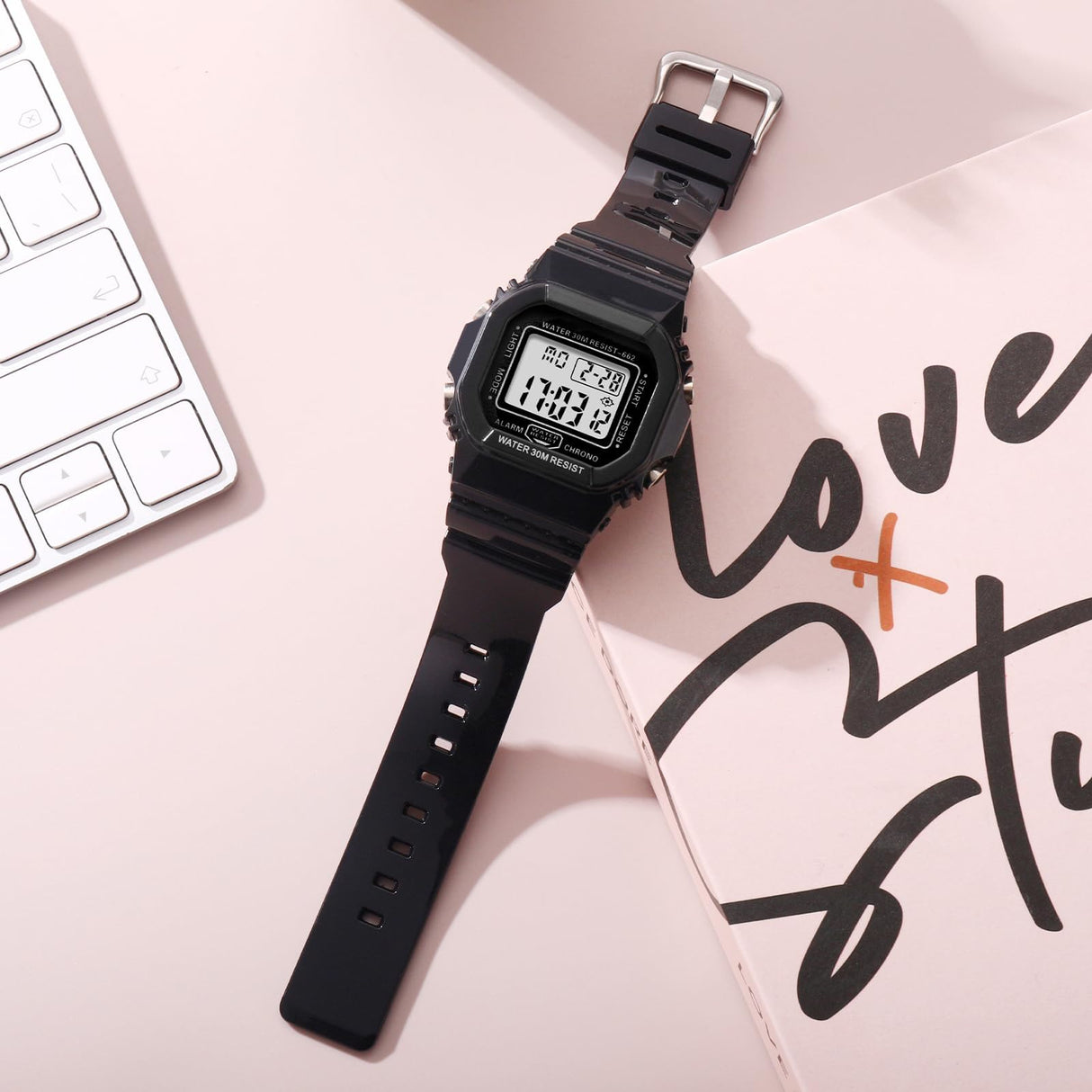 Women Digital Watch Sport Resistant Outdoor Waterproof Electronic Watch with Alarm, Stopwatch, Luminous Night Light Men Military (662 Black)