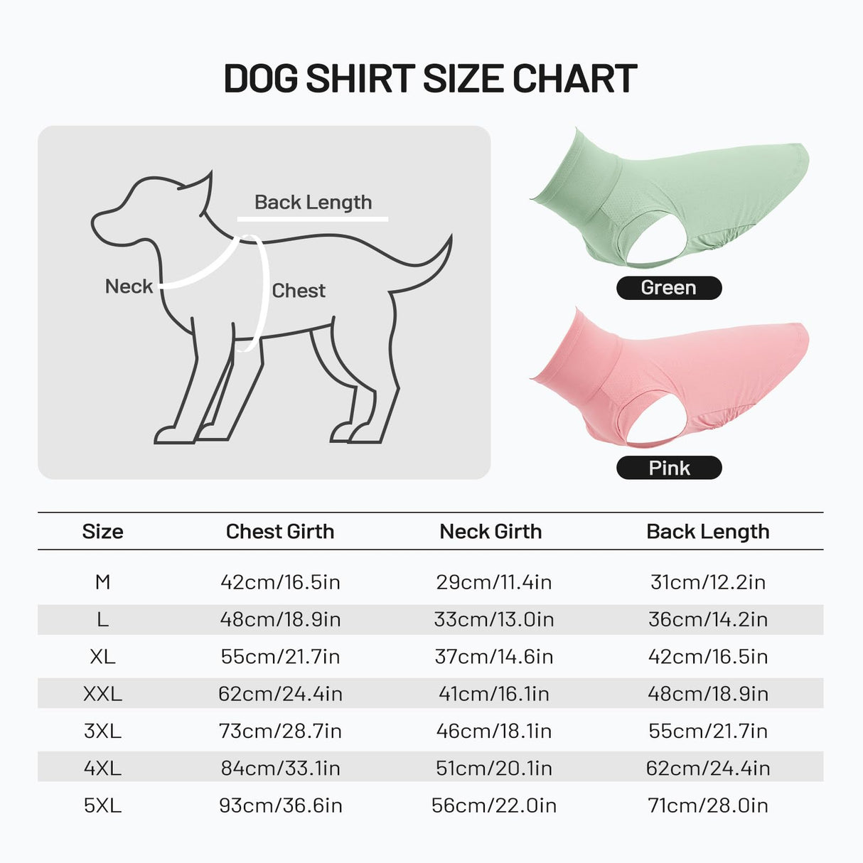 OUOBOB 2-Pack Dog Shirts, Breathable Dog Cooling Vest, Sleeveless Summer Tank Tops, Lightweight Stretchy Vest for Medium Large Extra Large Dogs - (Pink Green) M