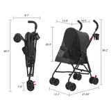 COOLCRAB Pet Stroller Oxford Cloth Foldable Dog Strollers for Small Dogs and Cats Suitable for All Road Surfaces Wide-View Panoramic Window 4 Wheels with Brakes Portable Design, Easy to Store (Blue)
