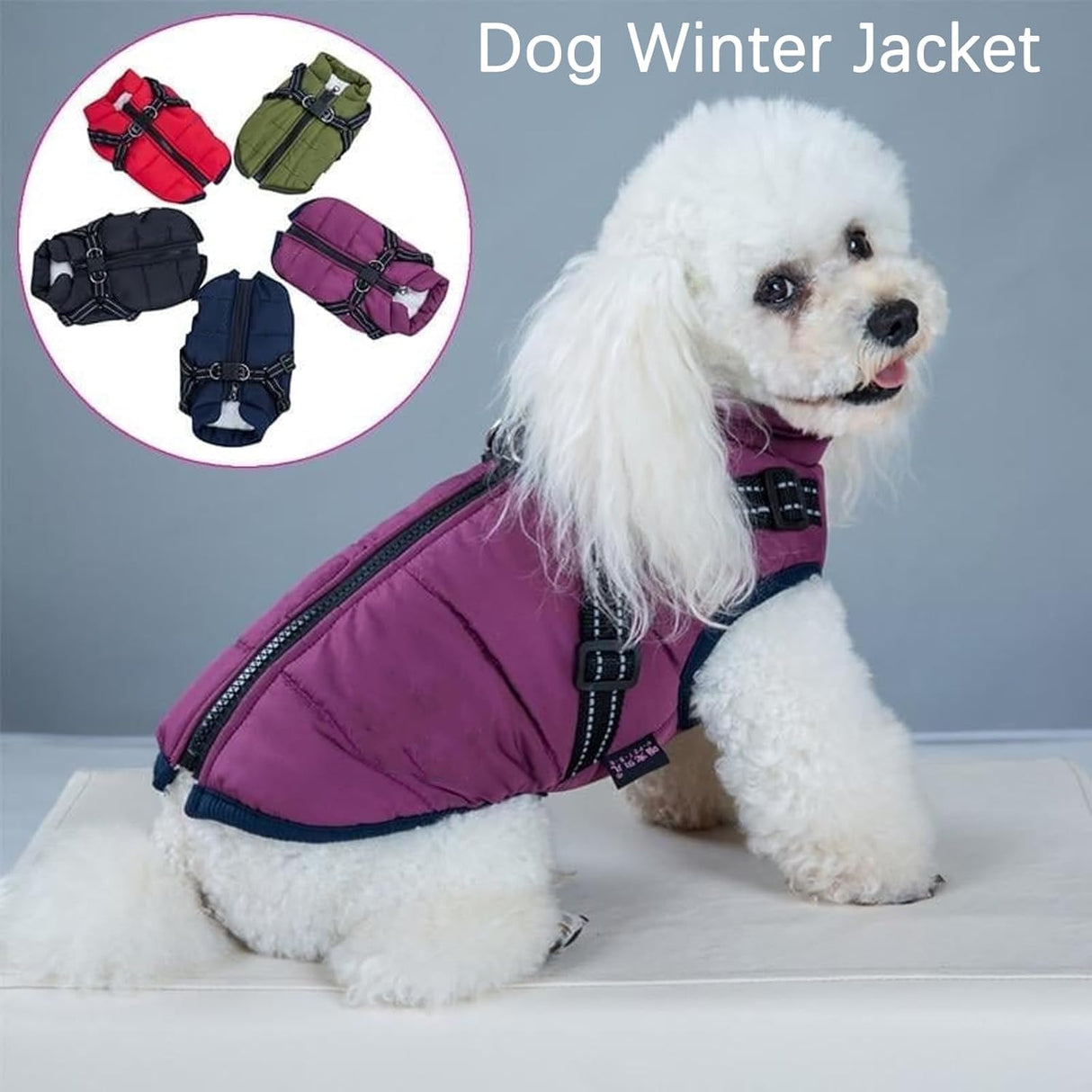 Presumablyi Waterproof Winter Dog Jacket with Built-in Harness, Dog Jacket with Harness, Pawbb - Waterproof Winter Jacket with Built-in Harness,Presumablyi Jacket,Reflective with Zipper (Pink, 5XL)