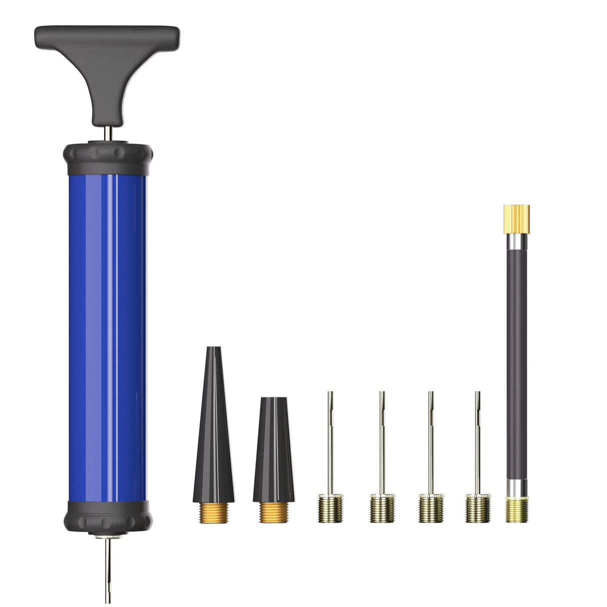 HDNNC Portable Ball Pump, Air Pump, Hand Pump Inflator Kit with 4 Needles 2 Nozzle 1 Extension Hose for Basketball Football Volleyball Soccer - Blue