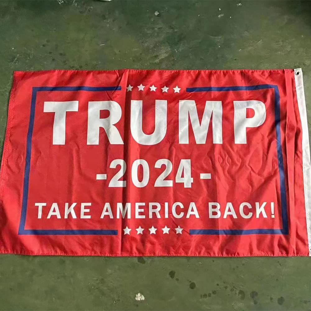 Trump 2024 Flag 3x5 FT Double Sided Outdoor 3 Ply Vivid Clear Red Color Thick Polyester Take America Back Flag with Brass Grommets for Supporters Fans