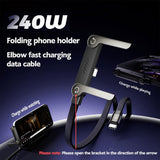 USB C to USB C Cable， 240W Fast Charging Cable 5 FT，Invisible Stand Charging Cable，Flat USB c Cable,USB c Cable Right Angle，for iPhone 17 Series, Samsung Galaxy S25 S24 Ultra etc (Black)