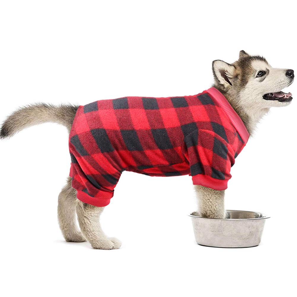 Dog Pajamas Large Sized Dog Buffalo Plaid Christmas Pajamas Soft Flannel Pet Clothes Warm and Cozy Pjs for Dogs(XL)
