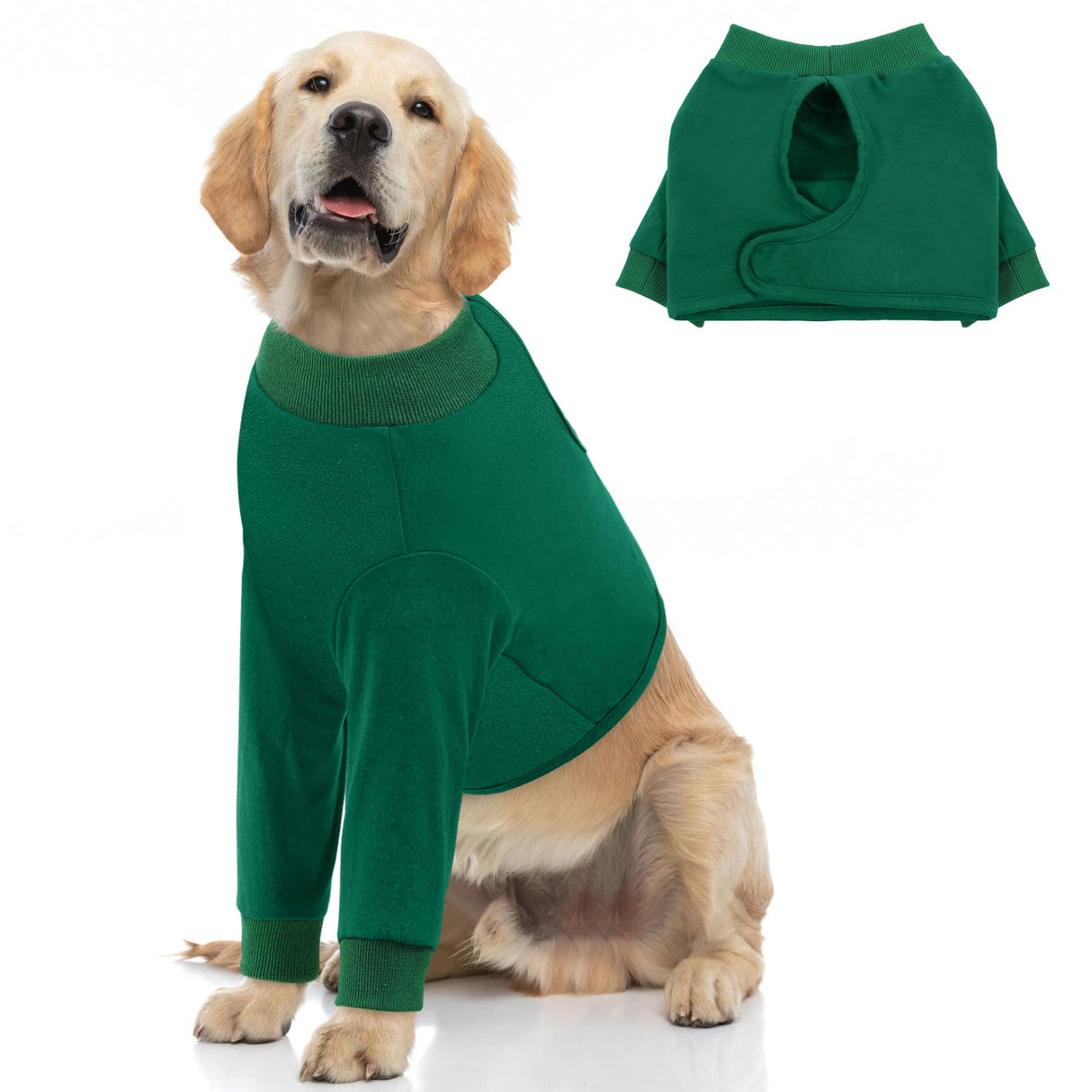 Queenmore Dog Recovery Suit for Front Legs, Adjustable Dog Leg Sleeves to Stop Licking, Breathable Recovery Sleeve for Large Breeds, Wound Care for Pets, Green, L