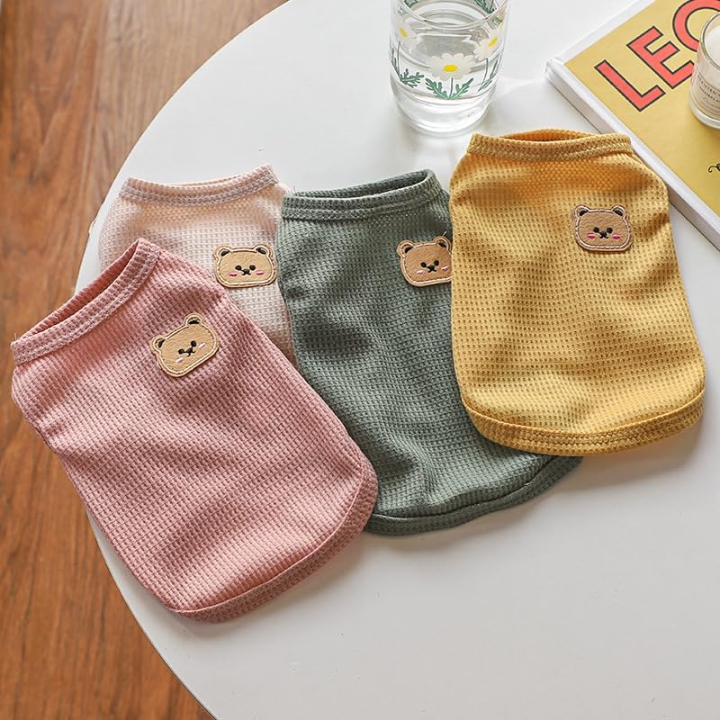 Generic RichePet 4 Pieces Dog Shirts with Breathable and Comfort Small Medium Dog cat pet Clothing Spring Dog Outfits for Small Puppy Cat Pets (X-Large), Yellow Pink Green White