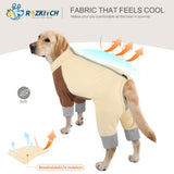 ROZKITCH SPF 50 Dog Shirt Summer Cooling Shirt UV Protection, Lightweight & Comfortable Dog Pajamas for Extra Large Dogs in Hot Weather Four Long Sleeves Recovery Suit YellowBrwon 4XL