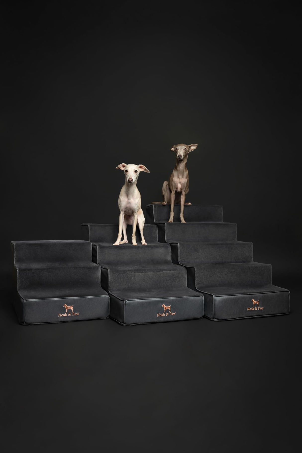 Noah & Paw Dog Stairs, Dog Ramp for Bed (17" Extra Wide) Pet Stairs for High Bed, Design to Fit Small and Large Breeds, Durable 4 Pet Steps for Couch (35 Foam Density) Leather Collection