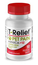 Load image into Gallery viewer, T-Relief Pet Pain Relief Arnica +12 Powerful Natural Medicines Help Ease Muscle Joint &amp; Hip Pain Soreness Stiffness &amp; Injuries Max Fast-Acting Soother for Dogs &amp; Cats - 90 Tablets
