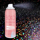 Boko Body Glitter Spray, 60ML Holographic Silver Glitter Spray for Body Hair Clothes, Quick-Drying and Long-Lasting Glitter Hairspray Body Shiny Spray for Mardi Gras Concert Party Rave Accessories